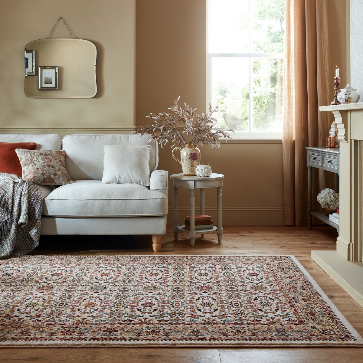 Flycarpets Laagpolig Klassiek Vloerkleed - Vintage - Sandford - Creme 120 x 170 cm