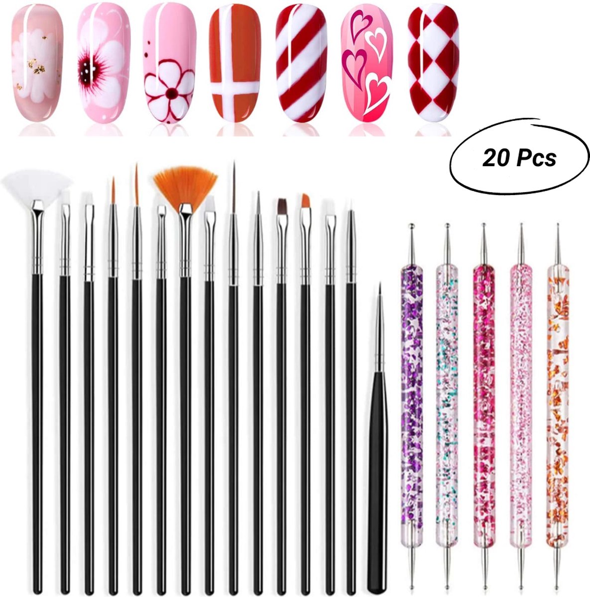 Goedkoopste GUAPÀ® Nagel Penselen Set 20 pcs | Nail Art Penselen | Gel Penseel | Nagel Decoratie | Nail Brush | Nail Liner Brush | Dotting Penselen | Acrylic | Nepnagels | Builder Gel Penseel | Acryl Forms | 20 Nagel Nail Art Penselen Zwart