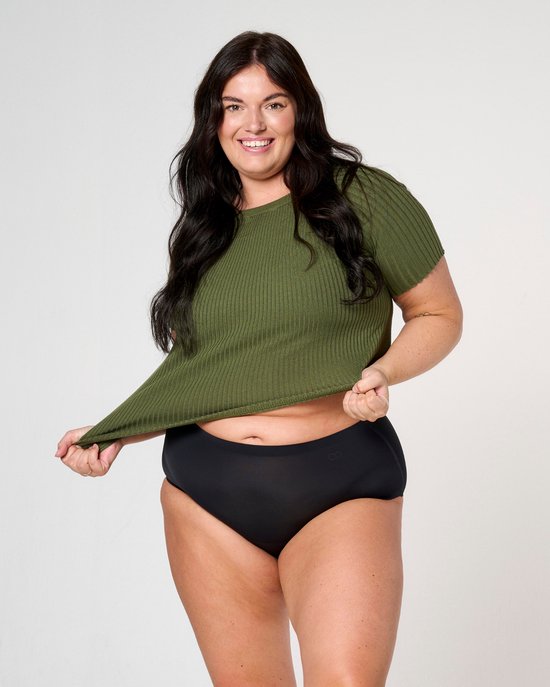 Sous-vêtements menstruels et d'incontinence Moodies Undies - Hiphugger taille haute sans couture - Gousset modéré - Zwart - Taille XL