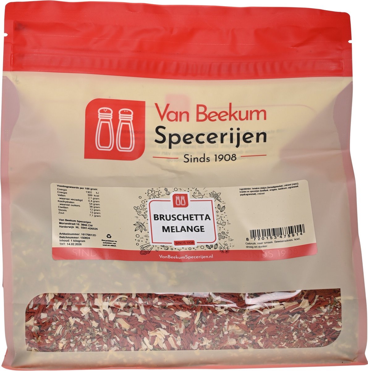 Goedkoopste Van Beekum Specerijen - Bruschetta Melange - 1 kilo (hersluitbare stazak