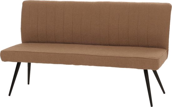 Canapé MCW-K16, canapé de salle à manger canapé rembourré, dossier tissu/textile bouclé métal 160cm ~ marron