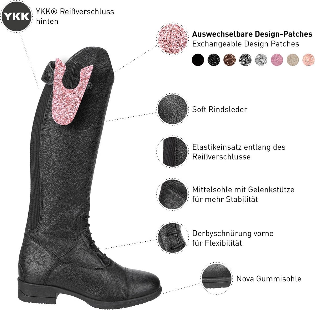 Suedwind Rijlaars Nova fun Leer Black - 36 Slim-Tall | Paardrijlaarzen