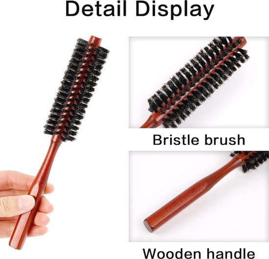 Set de brosses rondes pour brushing en poils de sanglier - 2 pièces, 3,2 cm, brosses à cheveux et à barbe