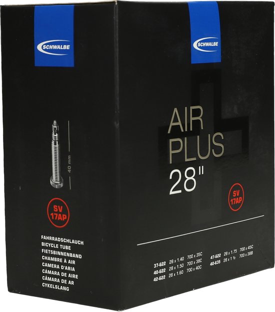 Schwalbe 28 Inch Binnenband Air Plus 37/47-622/635 met Frans Ventiel 40 mm voor E-Bikes — afbeelding 3