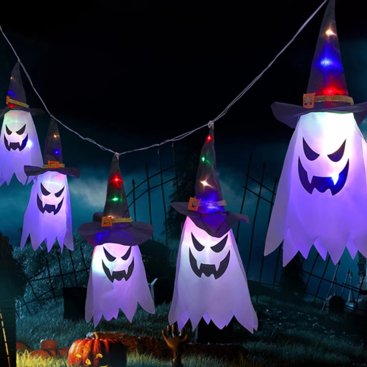 Halloween verlichting - Multicolor - 5 Stuks - Op Batterijen - Ghost - Wizard - Halloween Decoratie - Tuinverlichting - Fairy Lights - Lichtsnoer Buiten
