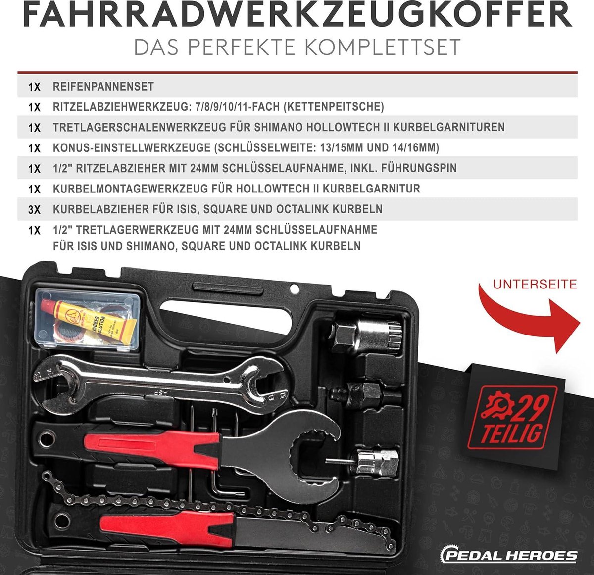 29-delige gereedschapskoffer voor fiets MTB eBike - professionele en beginners gereedschapsset fiets gereedschap koffer — cadeau in Sport & Outdoor - foto 4