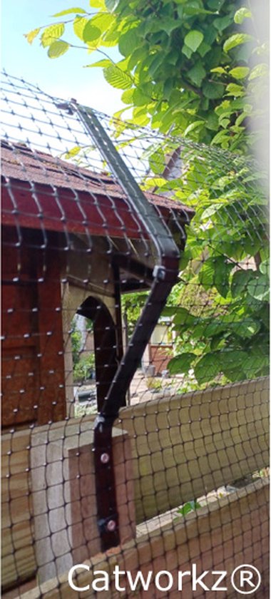 Catworkz - 8 meter Compleet katten wering pakket NIMBY-C Chique RVS beugels - Onderhoudsarm