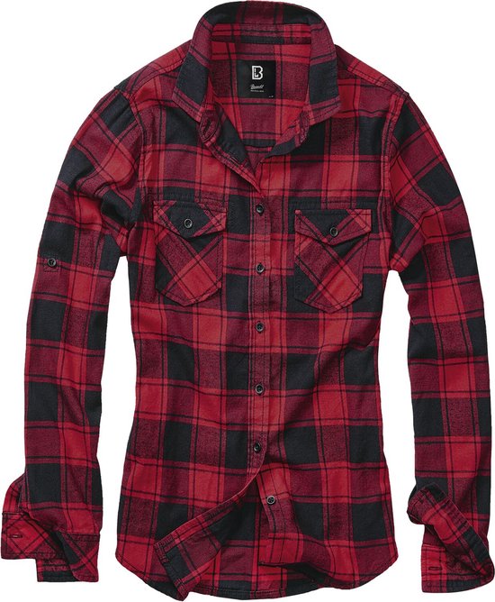 Brandit Amy Flannel Checkshirt Dames Flanellen overhemd - zwart/rood - 3XL