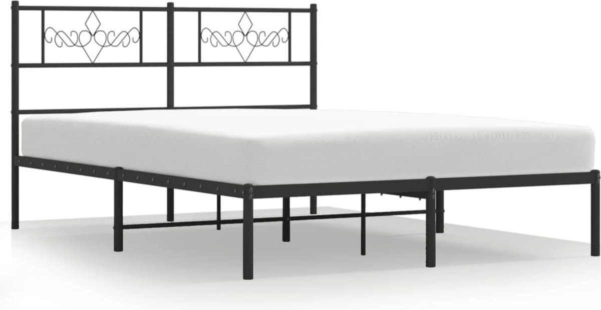 vidaXL - Bedframe - met - hoofdbord - metaal - zwart - 140x190 - cm