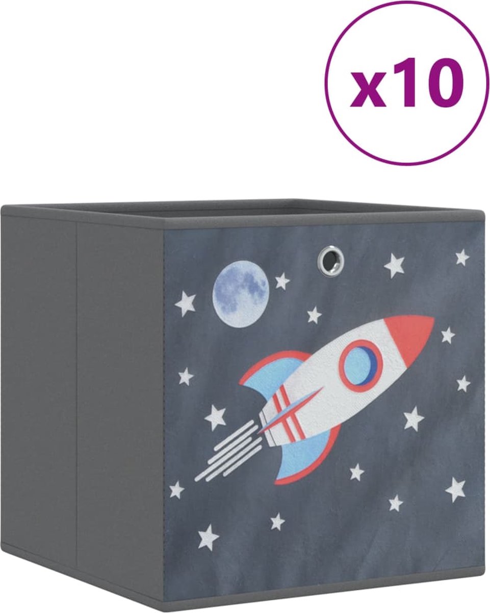 vidaXL - Opbergboxen - 10 - st - inklapbaar - 32x32x32 - cm - ongeweven - stof - grijs