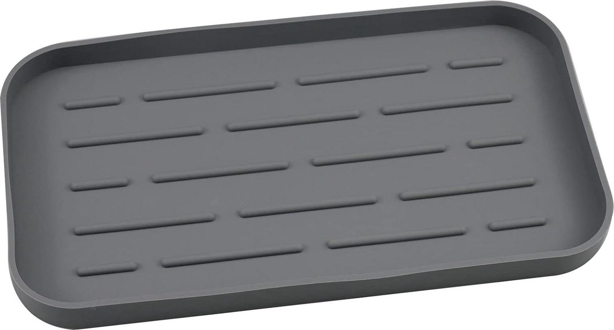 Siliconen sponshouder - Compacte zeepbak voor gootsteen - Grijs - 25 x 14 cm sponshouder gootsteen magnetische