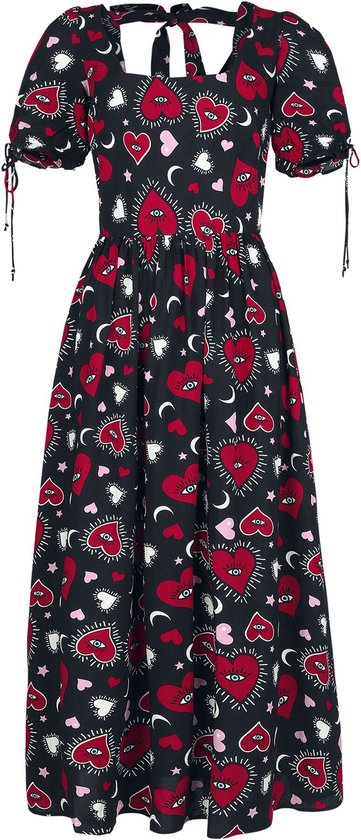 Hell Bunny Kate Heart Dames Lange jurk - zwart/rood - L