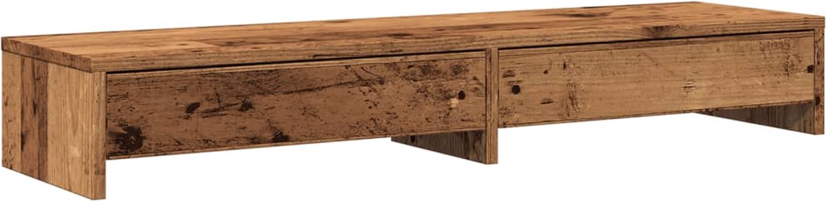 vidaXL - Monitorstandaard - met - lades - 100x27x15 - cm - hout - oud - houtkleurig