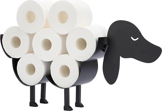 Porte-rouleau de Papier toilette pour chien de style animal – Noir mat, conteneur de rangement sur pied et mural pour salle de bain – Maison – Cuisine – Toilettes