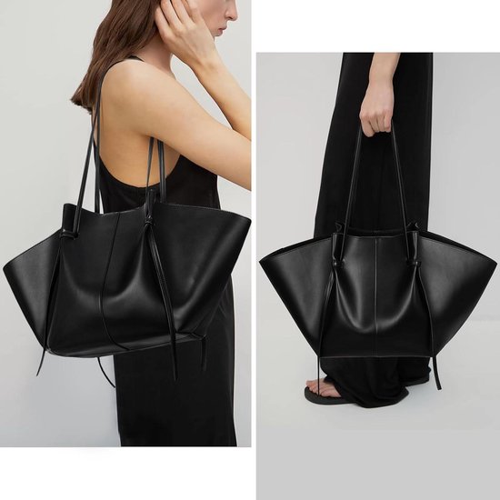 NICOLE & DORIS Geborduurde Handtas Casual Tas voor Vrouwen Handtas Kunstleer Draagtas Schoudertas met Gevlochten Handvatten, Rode wijn, L