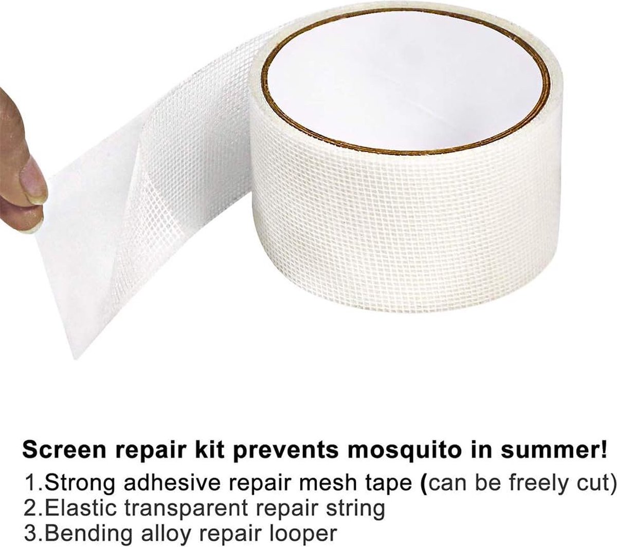 AiQInu Reparatietape voor vliegengaas van glasvezel, reparatieset