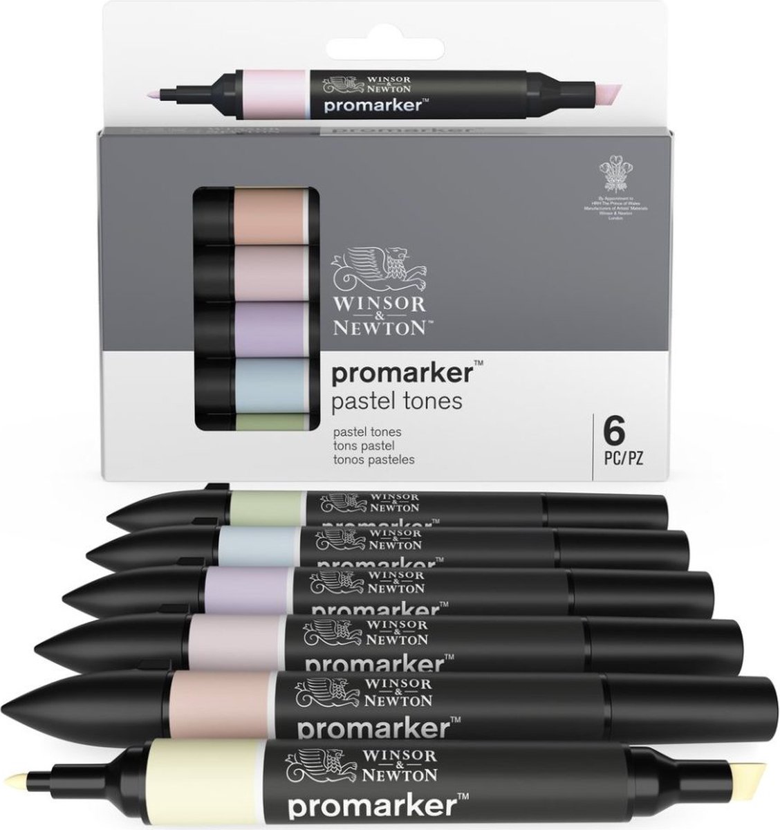 Winsor & Newton 0290113 Promarker™ 6 Pastel Tones Set | Professionele layoutmarkers & alcoholmarkers
