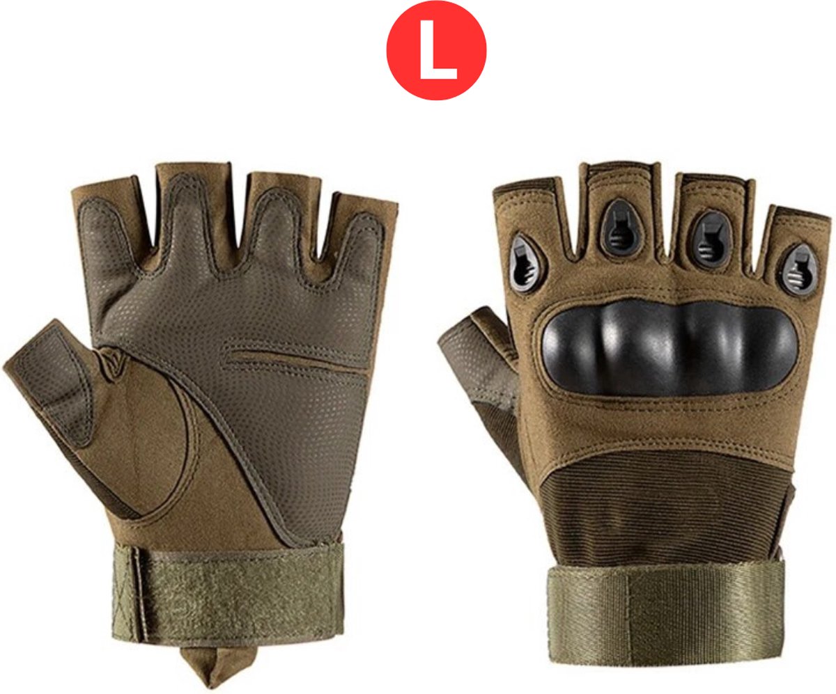 Bovista Airsoft Handschoenen - Tactical - Tactical Gloves - Leger - Tactical Handschoenen Hardknuckle - Paintball - Militaire - Vingerloze - Groen L