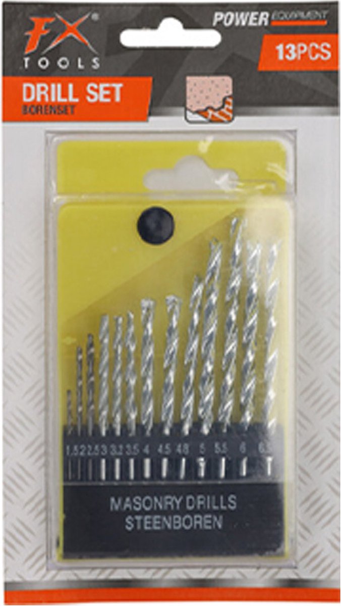 FX Tools Borenset - 13-delig - steen - 1.5 tot 6.5 mm - inclusief houder