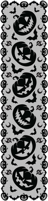Fiestas Guirca Chemin de table fête thème Halloween/horreur dentelle - polyester - citrouilles - 200 x 45 cm - Nappe de Fête