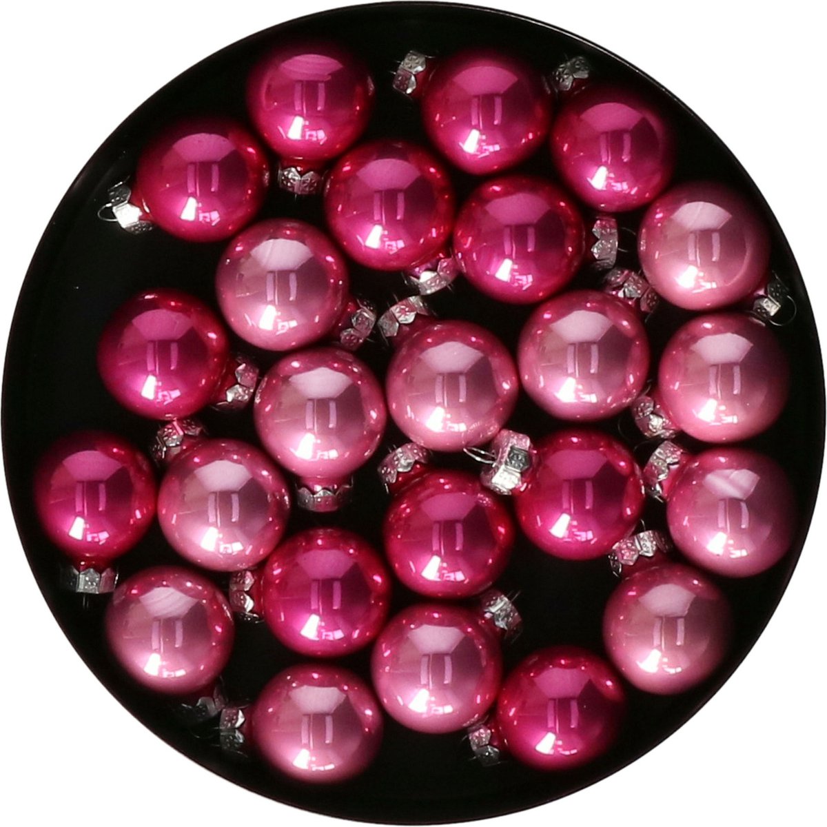 Othmar Decorations mini kerstballen - 24x st - roze tinten - glas - 2,5 cm
