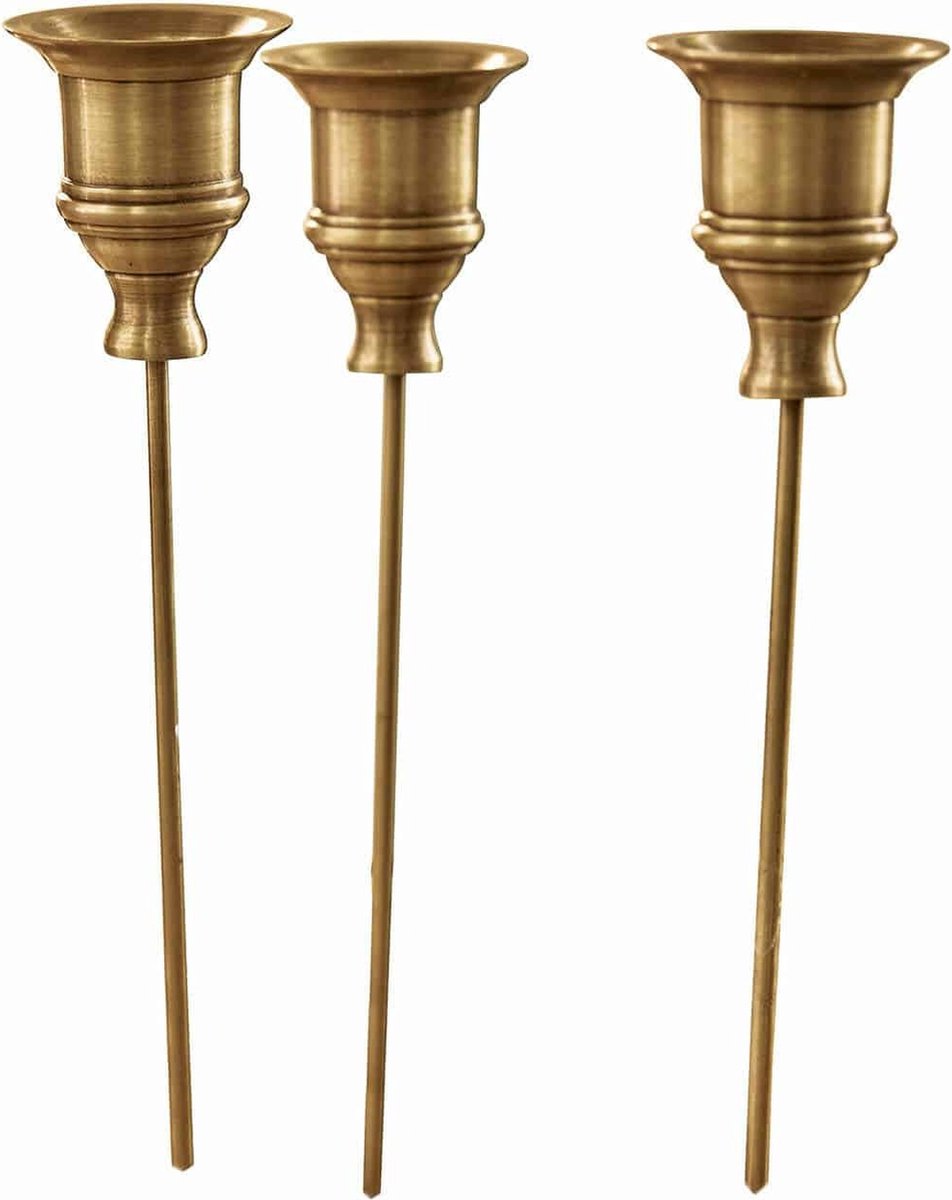Loberon Insteekkaarsenhouder set van 3 Lalley messing