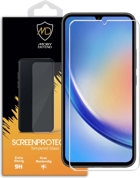 Protecteur d'écran Samsung Galaxy A34 - MobyDefend Économiseur d'écran en Glas trempé compatible avec les coques - Protecteur d'écran - Plaque de verre adaptée au Samsung Galaxy A34