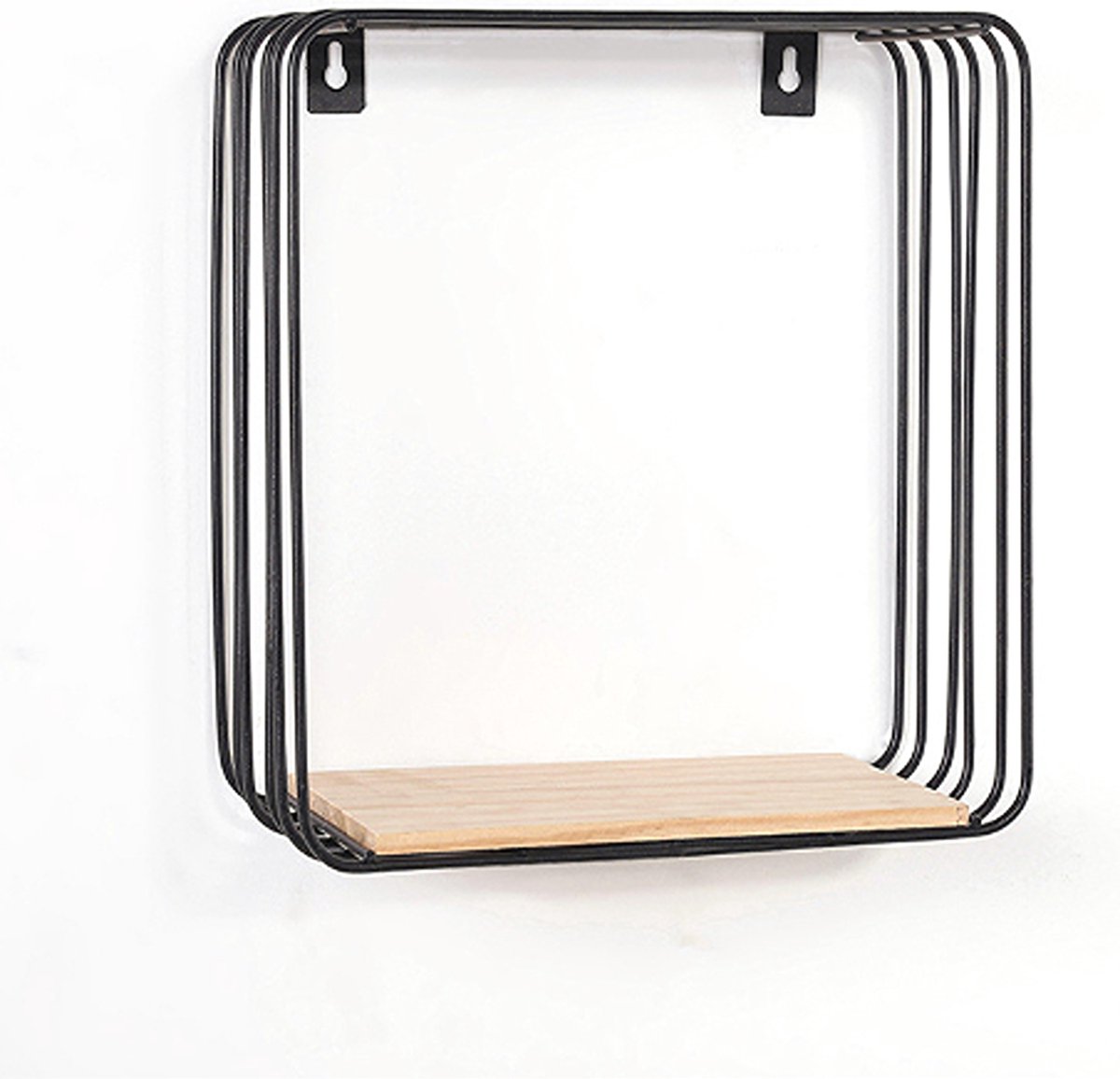 Caryota Wandrek Vierkant - Wanddecoratie - 1 laag - Zwart - 25 x 25 x 12 cm - Metaal