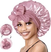 Satijnen muts, krullend haar, verstelbaar, voor het slapen van krullend haar, dubbellaags, slaapmuts, zijde, zachte bonnet-hoofddeksel voor vrouwen en meisjes Satijnen muts, krullend haar, verstelbaar, voor het slapen van krullend haar, dubbellaags, slaapmuts, zijde, zachte bonnet-hoofddeksel voor vrouwen en meisjes