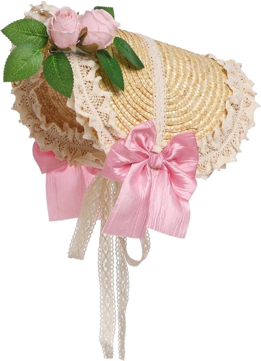 Victoriaanse Bonnet Hoed - Meisjes Vrouwen Thee Feest Hoed Bloemen Stro - Hatikel