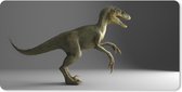 Muismat XXL - Bureau onderlegger - Bureau mat - Velociraptor - Dinosaurus - Grijs - 80x40 cm - XXL muismat