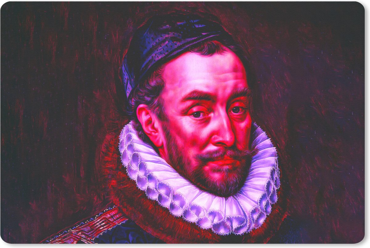 Muismat XXL 120x80 cm - Bureau onderlegger - Bureau mat Willem van Oranje - Adriaen Thomasz - Rood - Bureaumat - Gaming mousepad xl - Bureaulegger groot - Computer deskmat