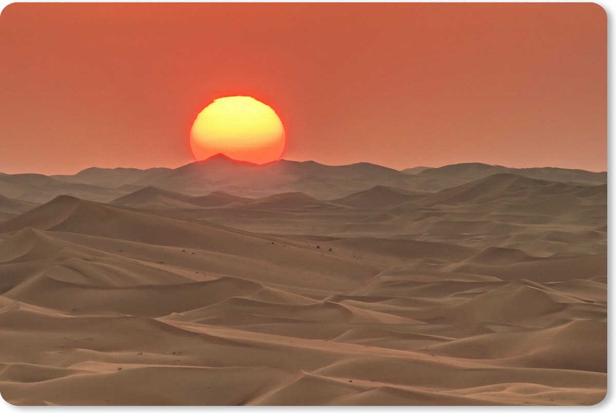 Muismat XXL 90x60 cm - Bureau onderlegger - Bureau mat Een zonsondergang boven zandduinen in de woestijn - Bureaumat - Gaming mousepad xl - Bureaulegger groot - Computer deskmat