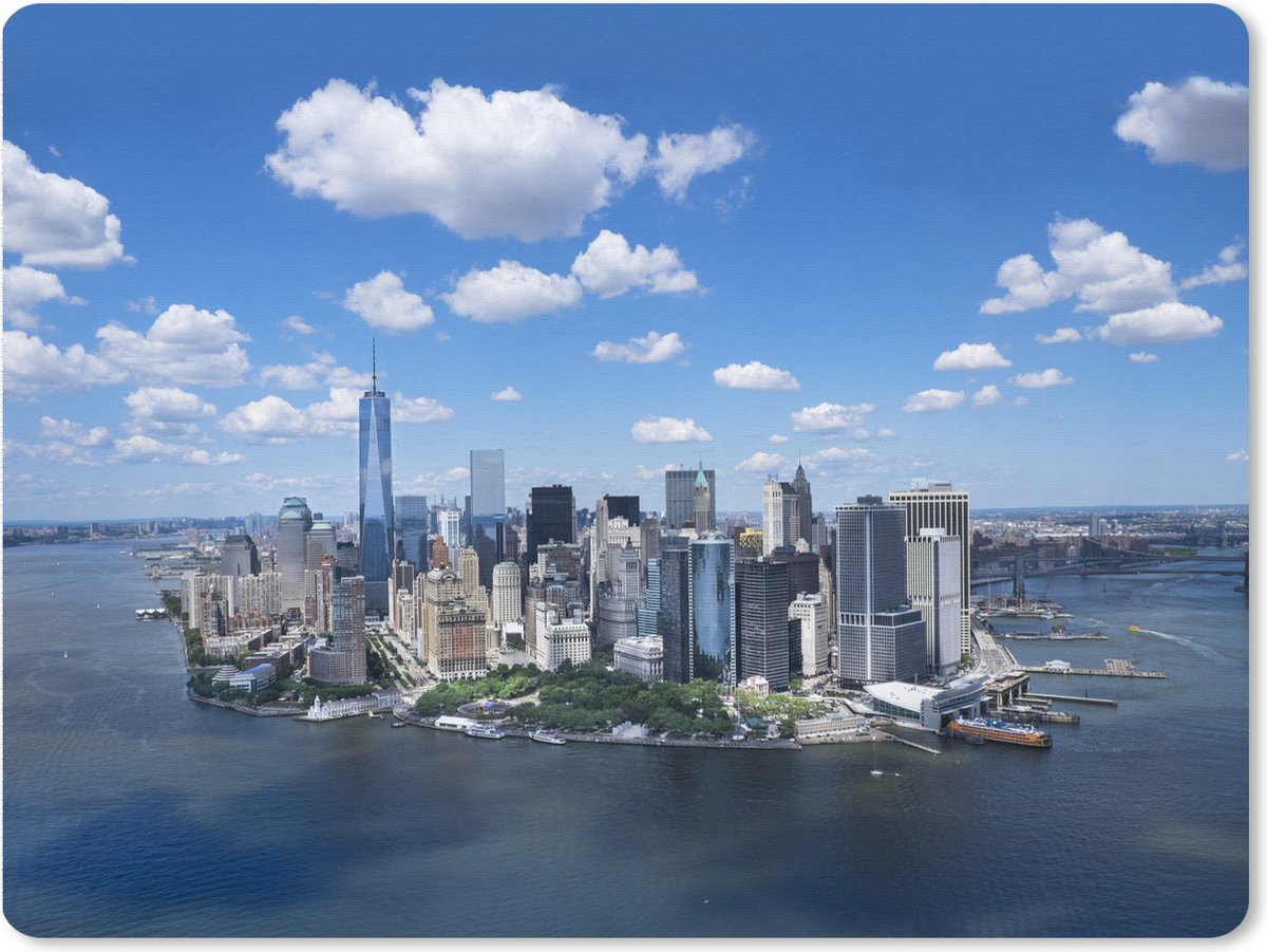 Muismat XXL 80x60 cm - Bureau onderlegger - Bureau mat New York - Manhattan - Skyline - Bureaumat - Gaming mousepad xl - Bureaulegger groot - Computer deskmat