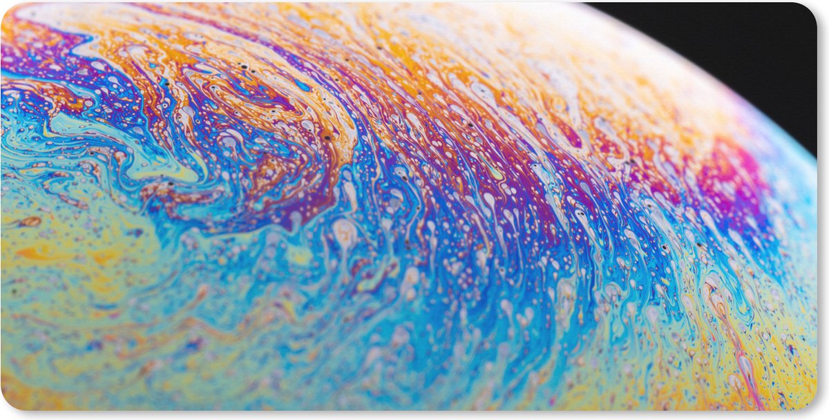 Muismat XXL 90x45 cm - Bureau onderlegger - Bureau mat Bel met kleuren van een regenboog - Bureaumat - Gaming mousepad xl - Bureaulegger groot - Computer deskmat