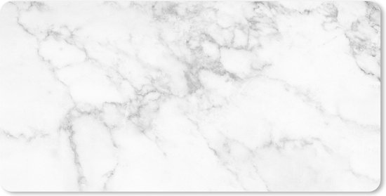 Tapis de souris XXL marbré blanc avec des veines grises.