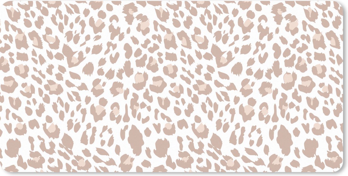Muismat XXL 120x60 cm - Bureau onderlegger - Bureau mat Panterprint - Wit - Pastel - Bureaumat - Gaming mousepad xl - Bureaulegger groot - Computer deskmat