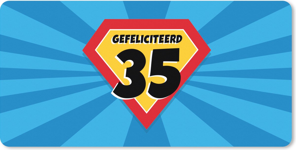 Muismat XXL 120x60 cm - Bureau onderlegger - Bureau mat Verjaardag - 35 jaar - Cadeau - Bureaumat - Gaming mousepad xl - Bureaulegger groot - Computer deskmat