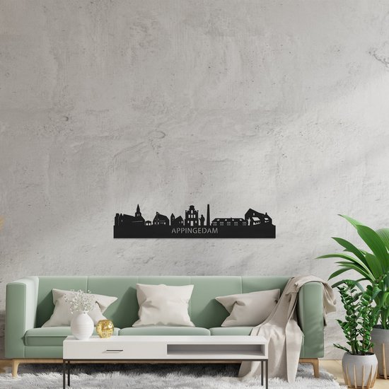 Skyline Appingedam Bois Zwart - 120 cm - Décoration design - Décoration murale
