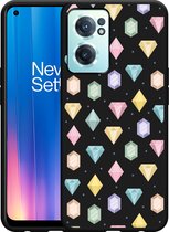 OnePlus Nord CE2 Hoesje Zwart Diamonds - Designed by Cazy