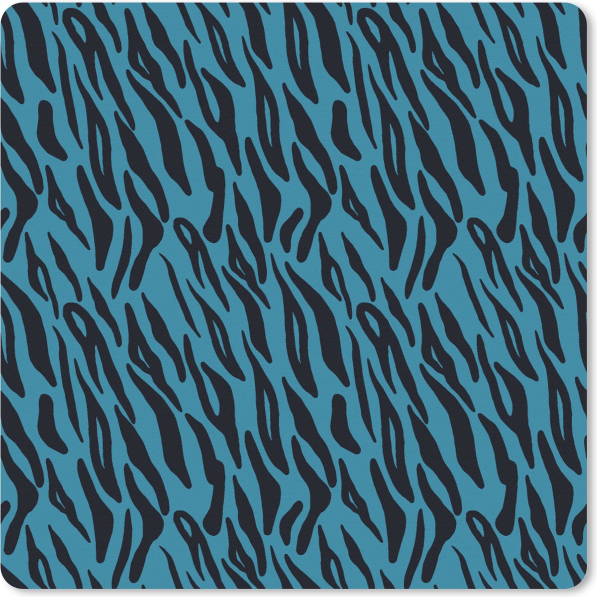 Muismat XXL 40x40 cm - Bureau onderlegger - Bureau mat Tijger - Blauw - Zwart - Design - Dieren - Bureaumat - Gaming mousepad xl - Bureaulegger groot - Computer deskmat