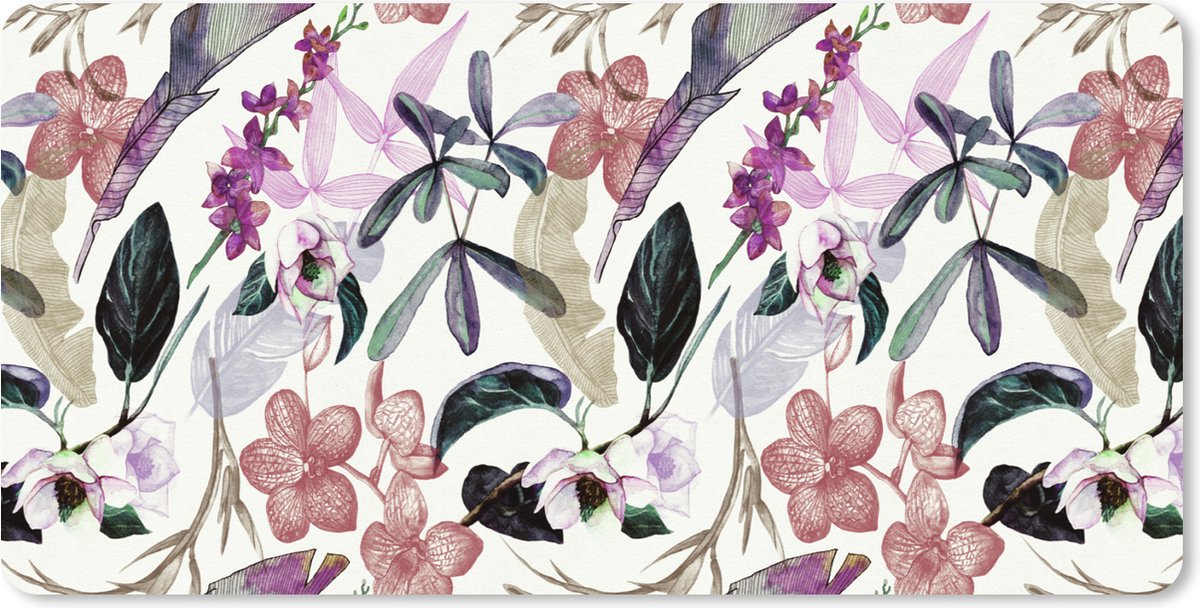 Muismat XXL 120x60 cm - Bureau onderlegger - Bureau mat Jungle - Bloemen - Vintage - Patronen - Bureaumat - Gaming mousepad xl - Bureaulegger groot - Computer deskmat