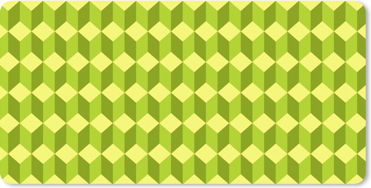 Muismat XXL 80x40 cm - Bureau onderlegger - Bureau mat Patroon - Groen - Blokken - Bureaumat - Gaming mousepad xl - Bureaulegger groot - Computer deskmat