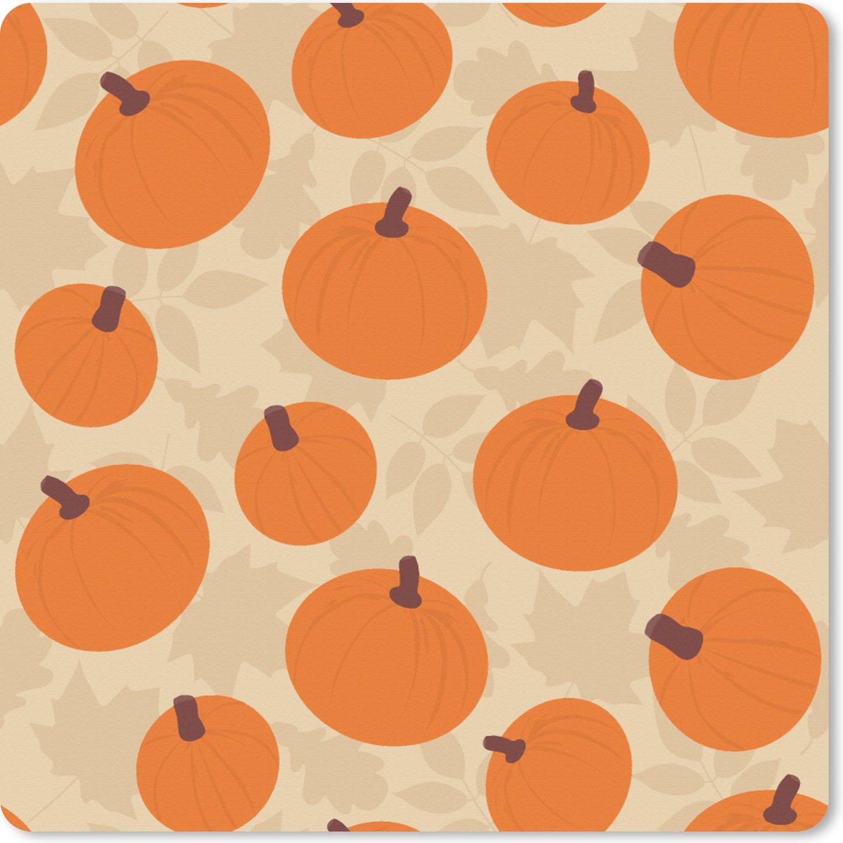 Muismat XXL 40x40 cm - Bureau onderlegger - Bureau mat Herfst - Pompoen - Bladeren - Design - Bureaumat - Gaming mousepad xl - Bureaulegger groot - Computer deskmat