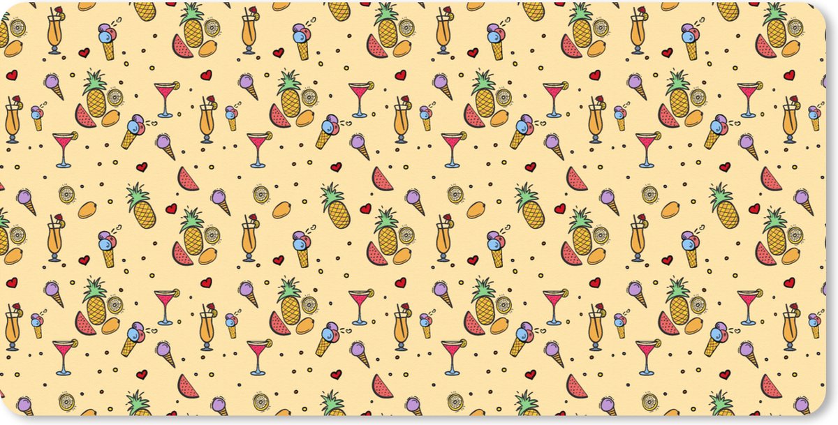Muismat XXL 80x40 cm - Bureau onderlegger - Bureau mat Zomer - Fruit - Cocktails - Patronen - Bureaumat - Gaming mousepad xl - Bureaulegger groot - Computer deskmat