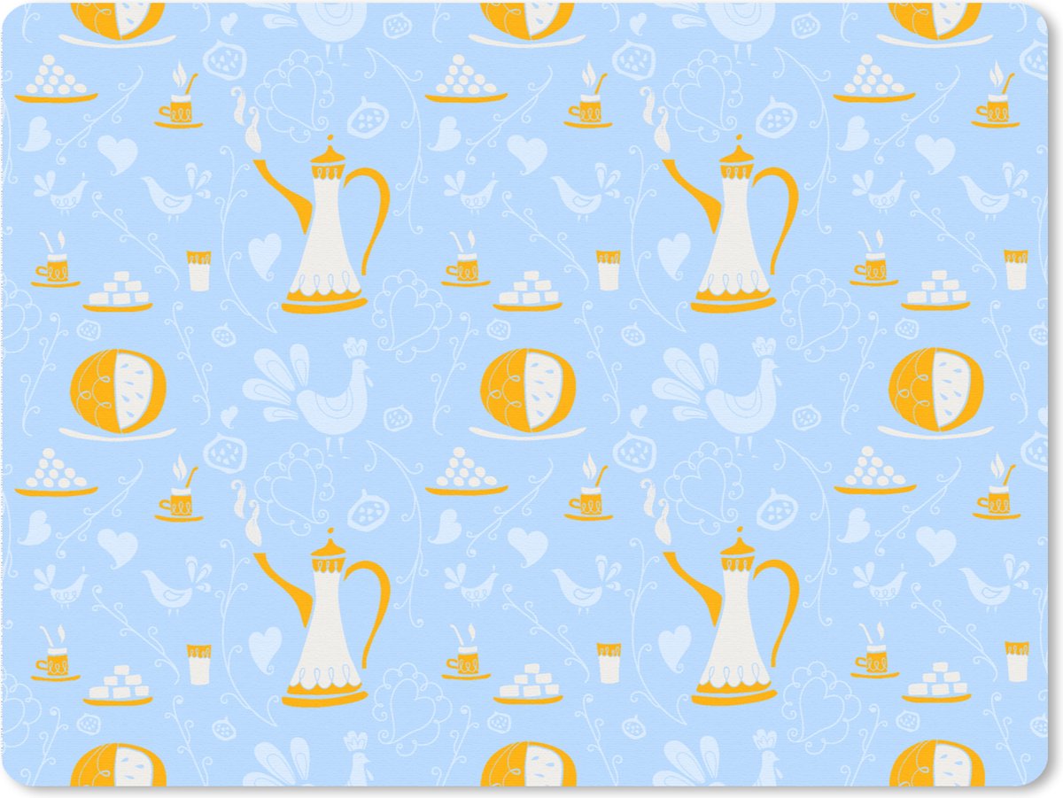 Muismat XXL 80x60 cm - Bureau onderlegger - Bureau mat Patronen - High tea - Thee - Bureaumat - Gaming mousepad xl - Bureaulegger groot - Computer deskmat