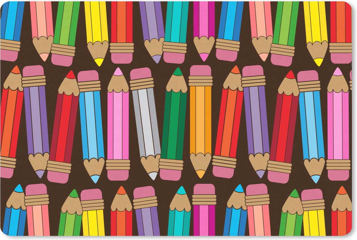 Muismat XXL 120x80 cm - Bureau onderlegger - Bureau mat Potlood - Patronen - Abstract - Regenboog - Bureaumat - Gaming mousepad xl - Bureaulegger groot - Computer deskmat
