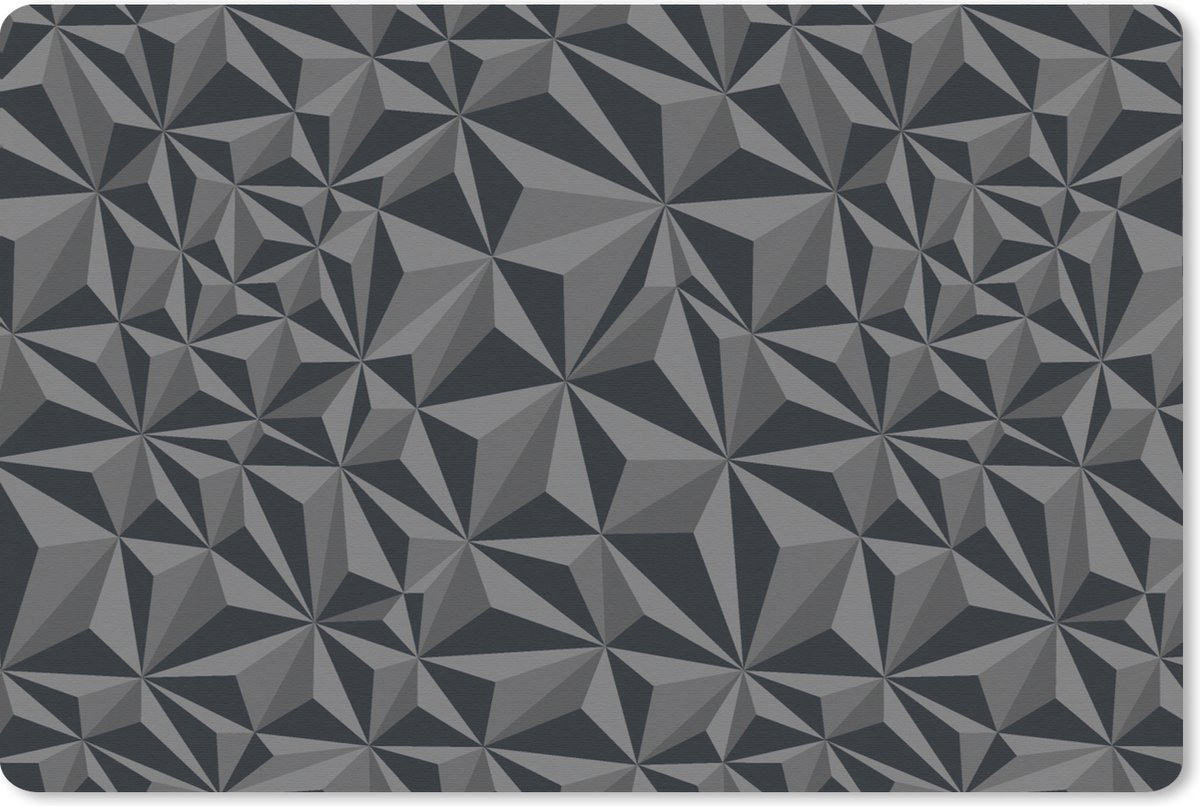 Muismat XXL 90x60 cm - Bureau onderlegger - Bureau mat Geometrie - Grijs - 3D - Patronen - Bureaumat - Gaming mousepad xl - Bureaulegger groot - Computer deskmat