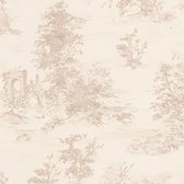 Landelijk behang Profhome 304291-GU vliesbehang licht gestructureerd in shabby chic stijl mat beige roze crèmewit 5,33 m2