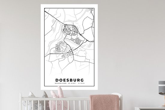 Stickers muraux - Carte - Doesburg - Carte - Plan de la ville - 80x120 cm - Feuille adhésive